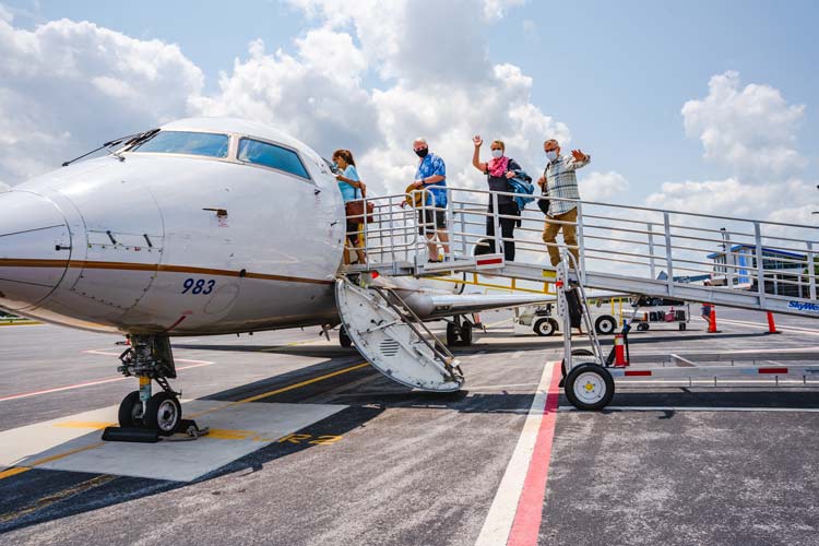 People boarding a plane at Shenandoah Valley Regional Aiport