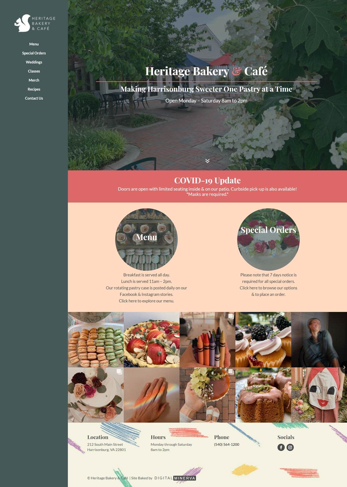 Heritage Bakery and Café homepage design.